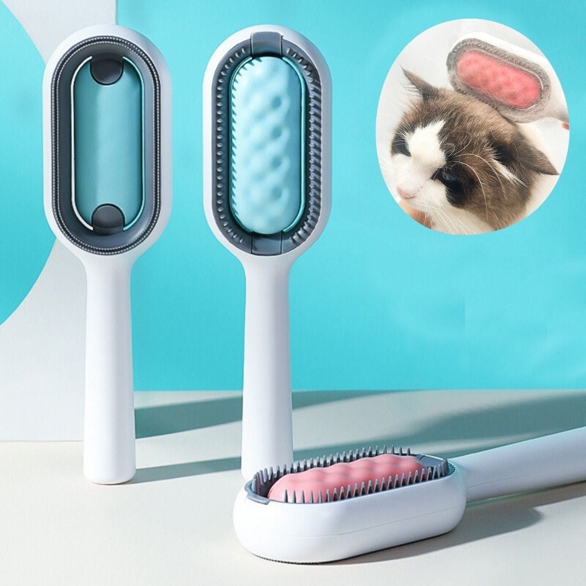 2'si 1 Arada Nemli & Kuru Kullanım Pet Tüy Fırçası - Pawliox