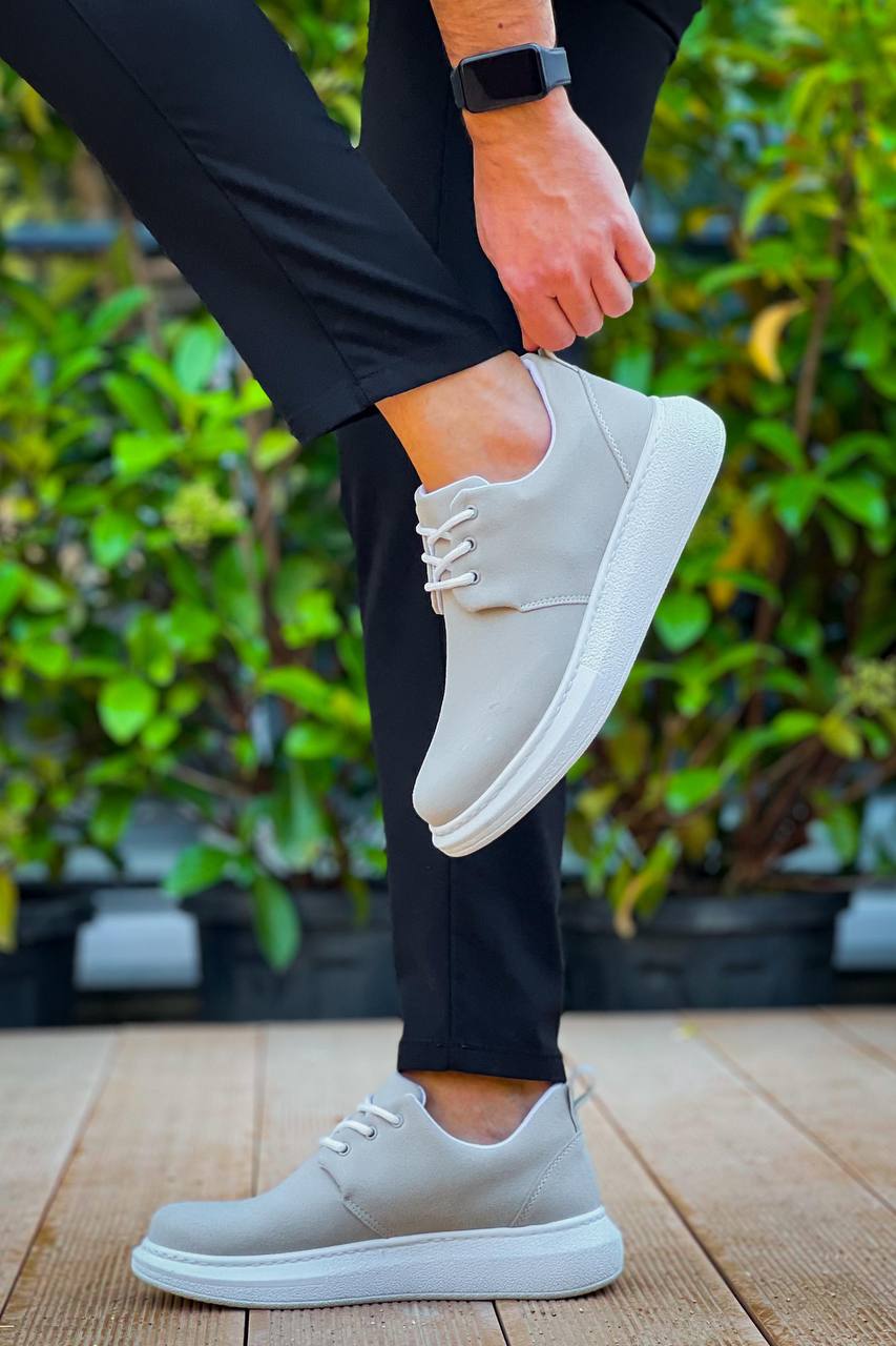 KB - 003 Kuback Gri Süet Bağcıklı Günlük Erkek Ayakkabı - Pawliox