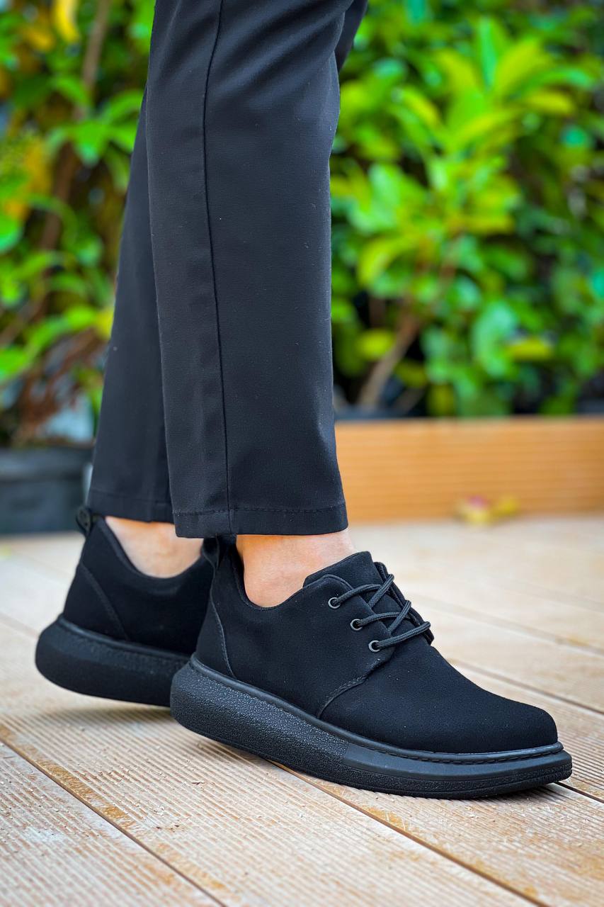 KB - 003 Kuback Siyah Süet Siyah Taban Bağcıklı Günlük Erkek Ayakkabı - Pawliox