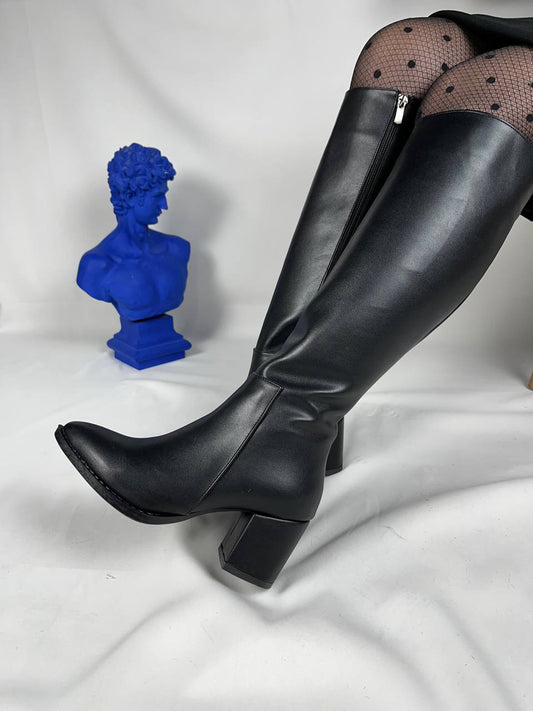 KB - 505 Kömür Cilt Kadın Çizme - Pawliox