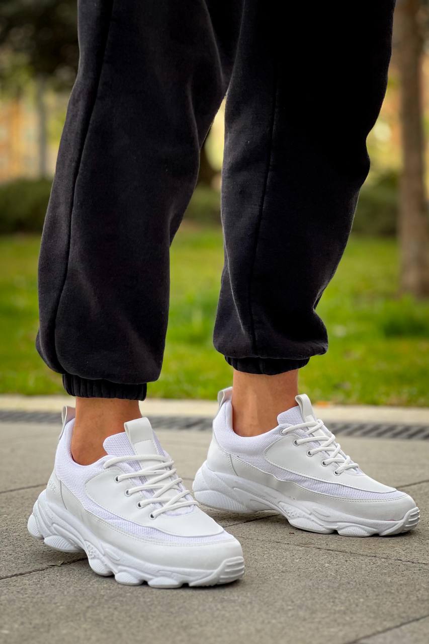 KB - 707 Beyaz Cilt Yüksek Taban Bağcıklı Erkek Ayakkabı - Pawliox