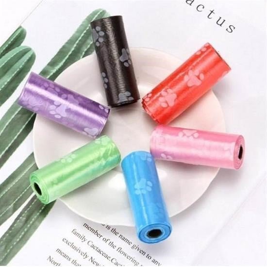 4'lü Rulo Pati Desenli Kaka Poşetleri ve Taşıyıcı Kılıf - Pawliox