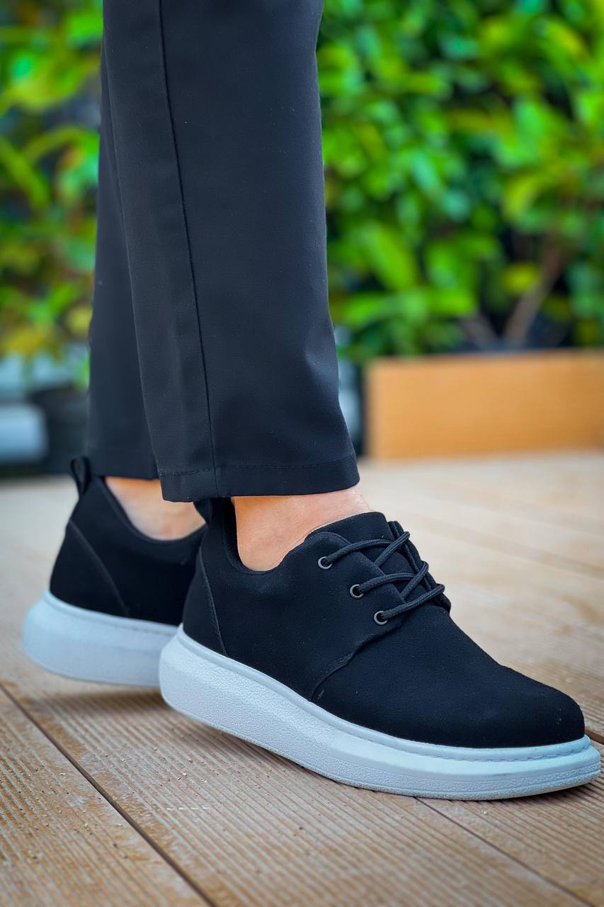 KB - 003 Kuback Siyah Süet Bağcıklı Günlük Erkek Ayakkabı - Pawliox