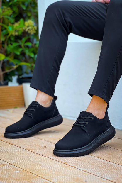 KB - 003 Kuback Siyah Süet Siyah Taban Bağcıklı Günlük Erkek Ayakkabı - Pawliox