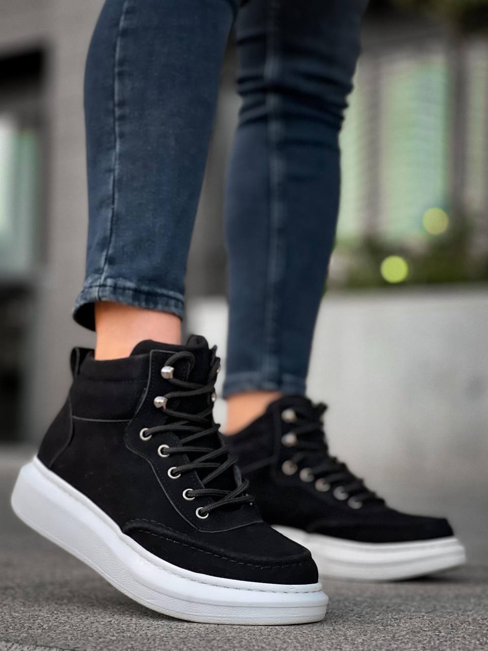 KB - 0994 Siyah Süet Yüksek Taban Erkek Bilek Bot - Pawliox