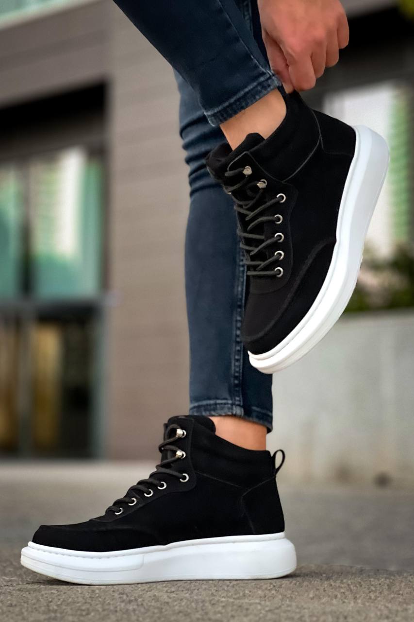 KB - 0994 Siyah Süet Yüksek Taban Erkek Bilek Bot - Pawliox