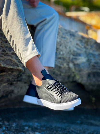 KB - 112 Siyah Triko Bağcıklı Erkek Ayakkabı - Pawliox