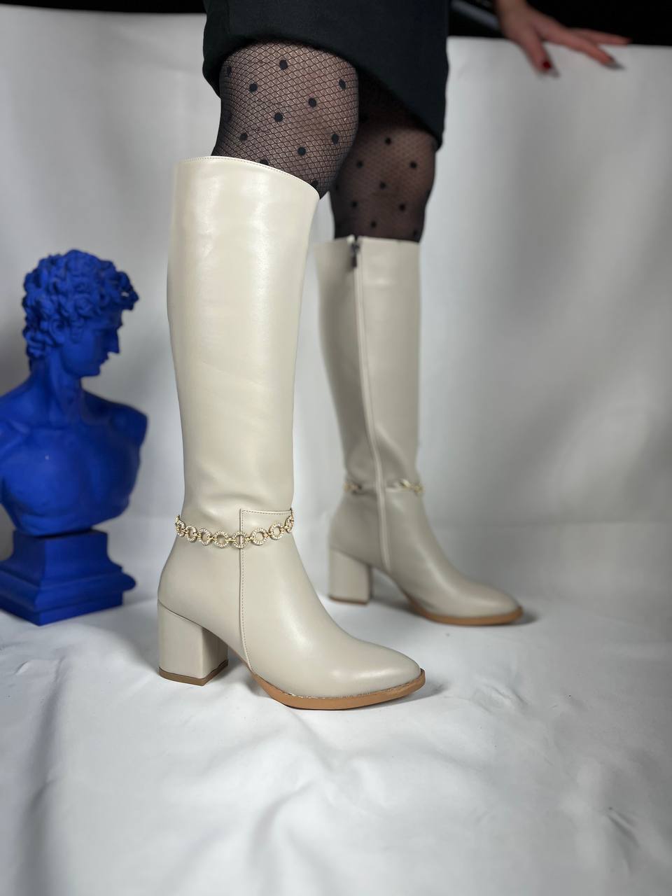 KB - 505 Bej Kadın Çizme - Pawliox