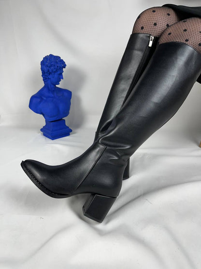 KB - 505 Kömür Cilt Kadın Çizme - Pawliox