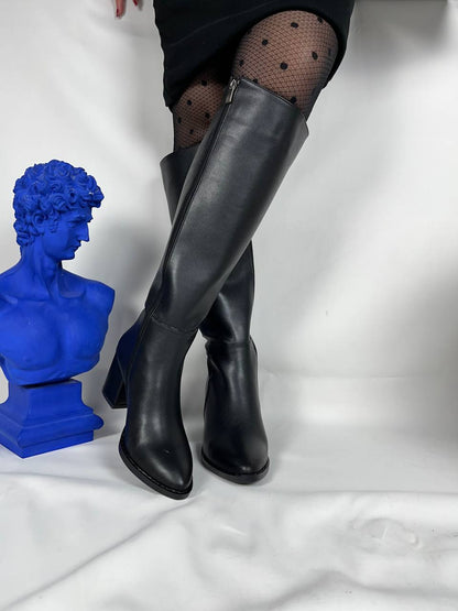 KB - 505 Kömür Cilt Kadın Çizme - Pawliox