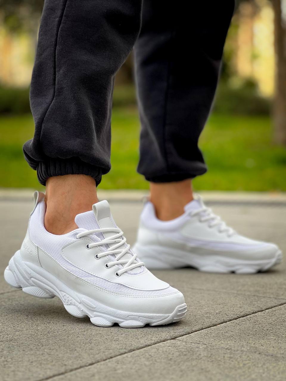 KB - 707 Beyaz Cilt Yüksek Taban Bağcıklı Erkek Ayakkabı - Pawliox