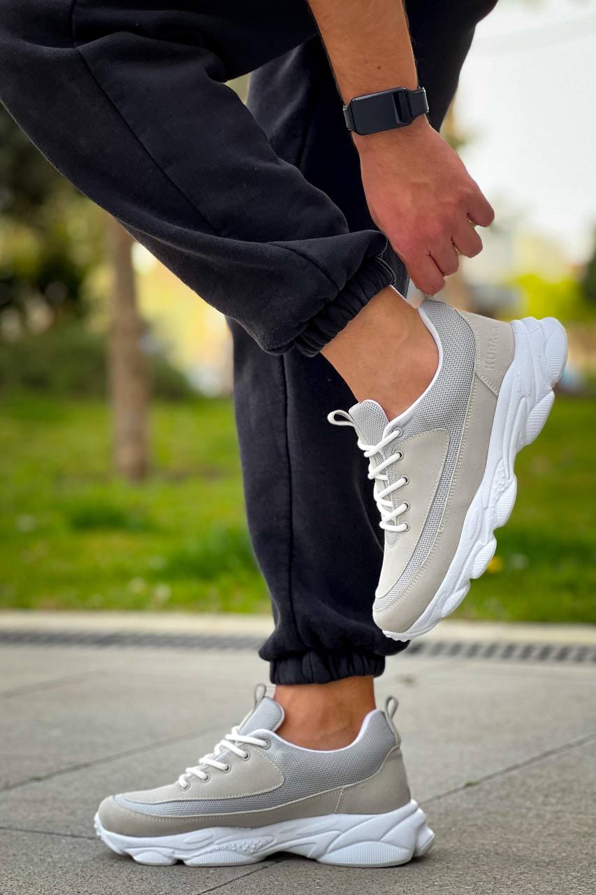 KB - 707 Taş Süet Yüksek Taban Bağcıklı Erkek Ayakkabı - Pawliox