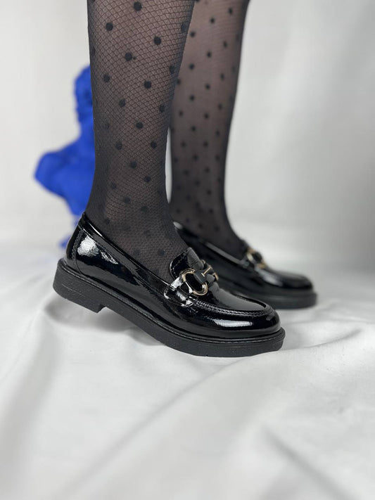 KB - 801 Kömür Rugan Kadın Babet - Pawliox